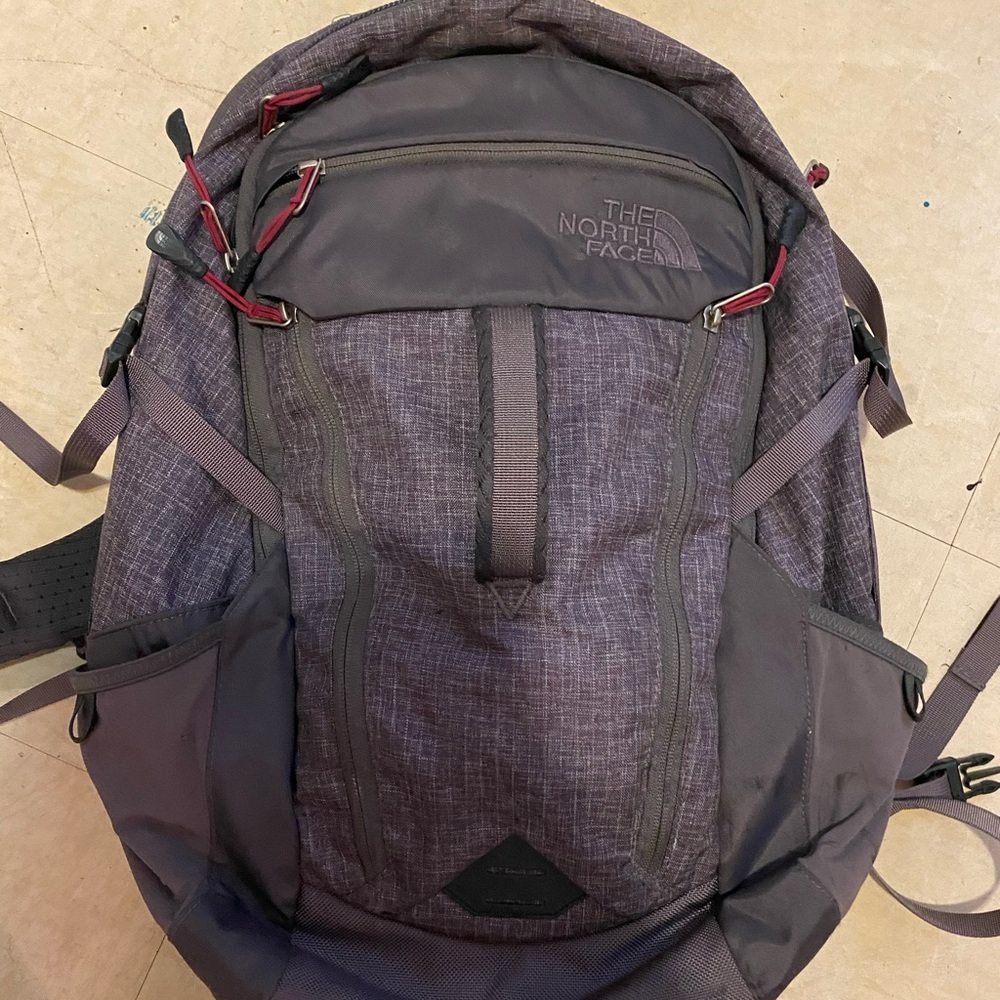 North face purple ish grey backpack